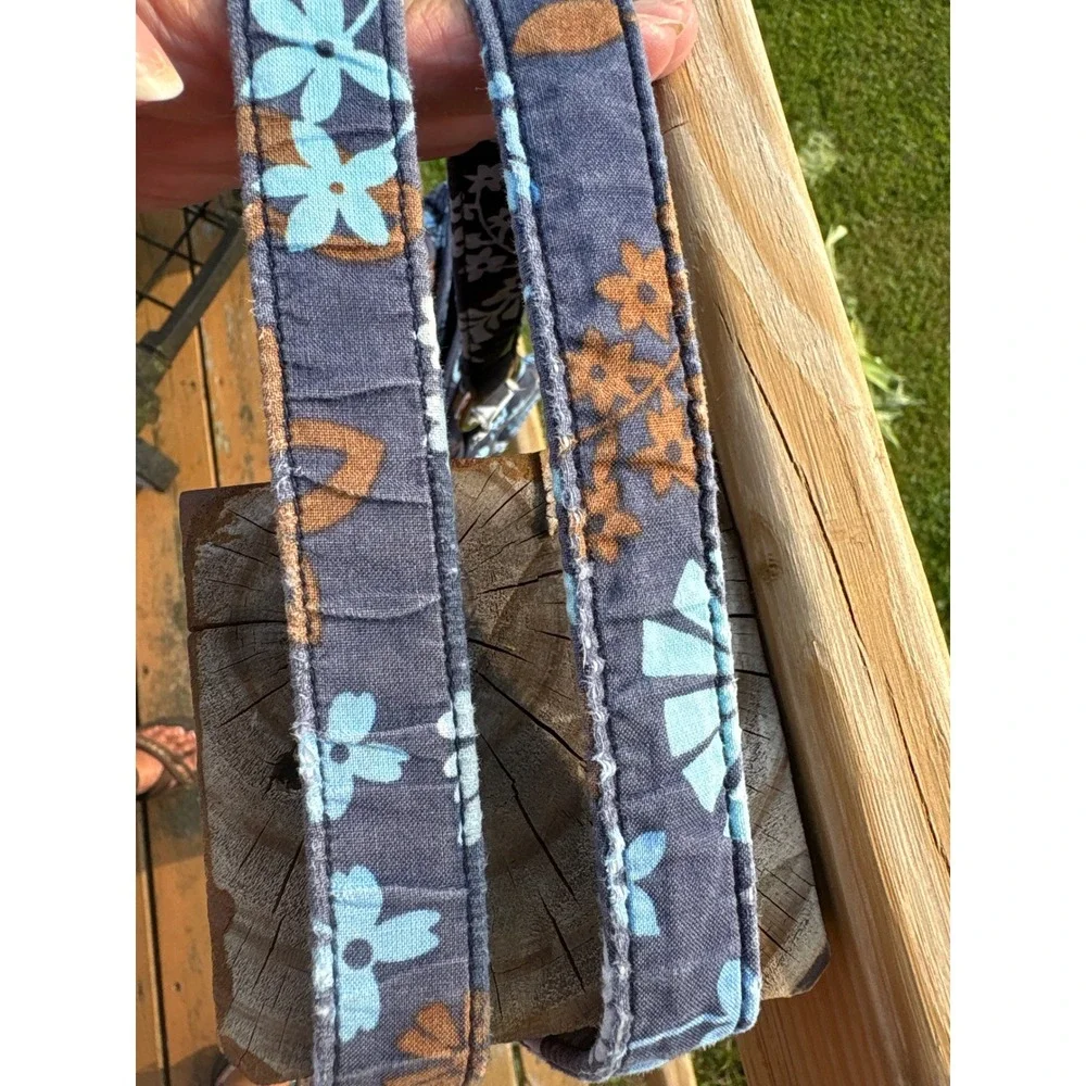Vera Bradley Night and Day Quilted Floral Shoulder Bag Navy Blue Tote